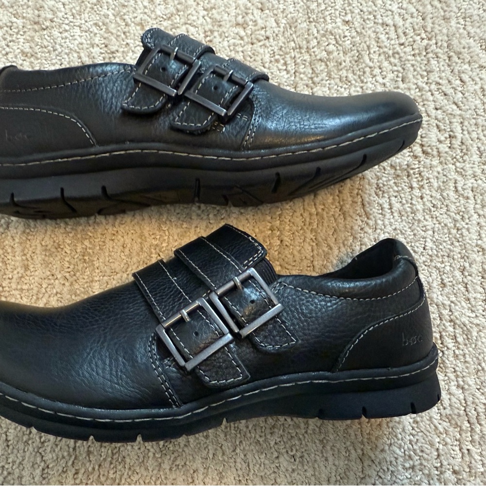 b.o.c. Born Black Leather Double Monk Strap Clogs Loafers Women’s 8.5W EUC - Picture 2 of 10